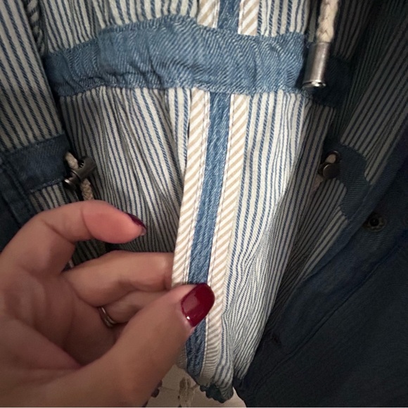 Andrea Jovine Blue Chambray Linger Length Lightweight Spring Weight Jacket Sz L - Picture 16 of 16